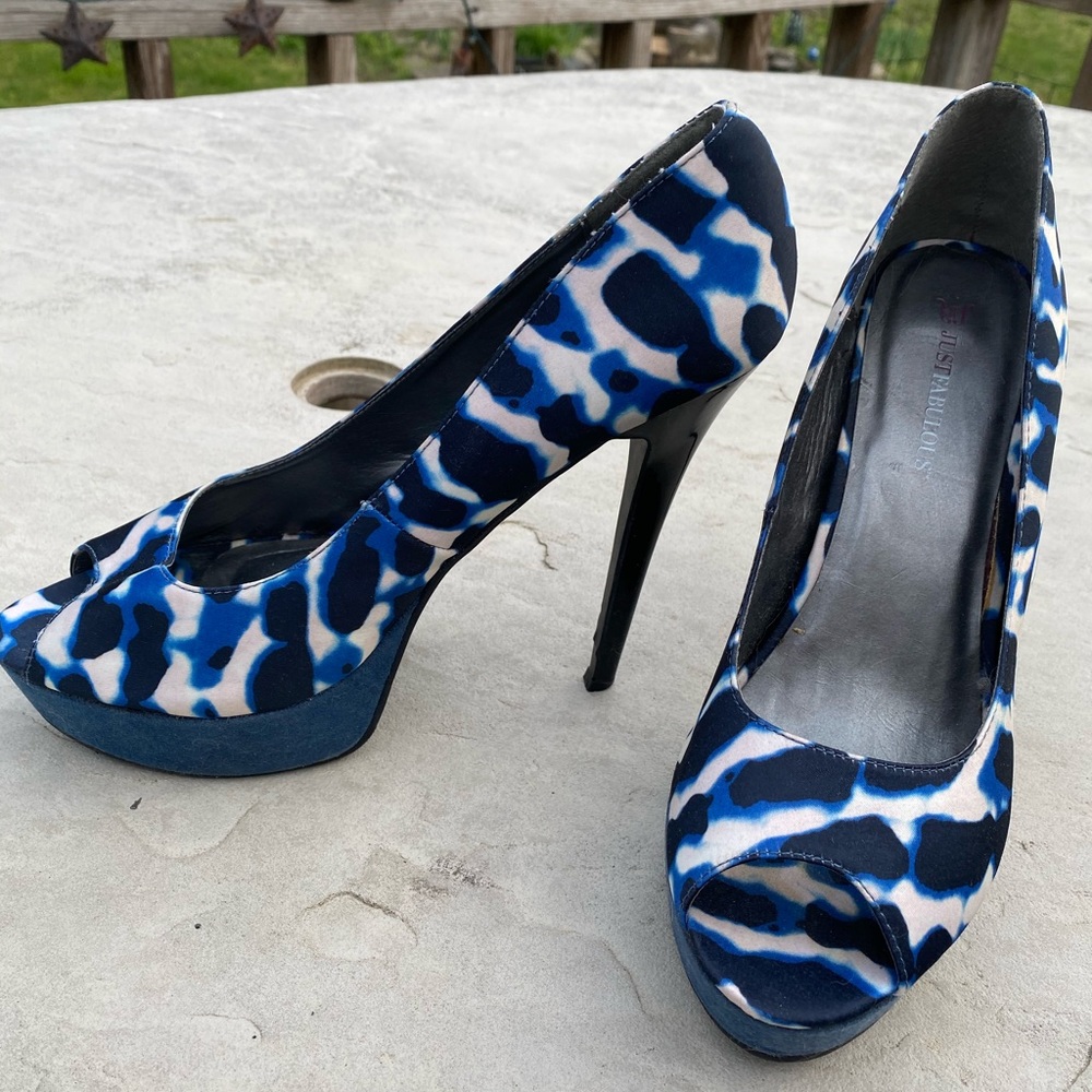 Tie dye print platform heels